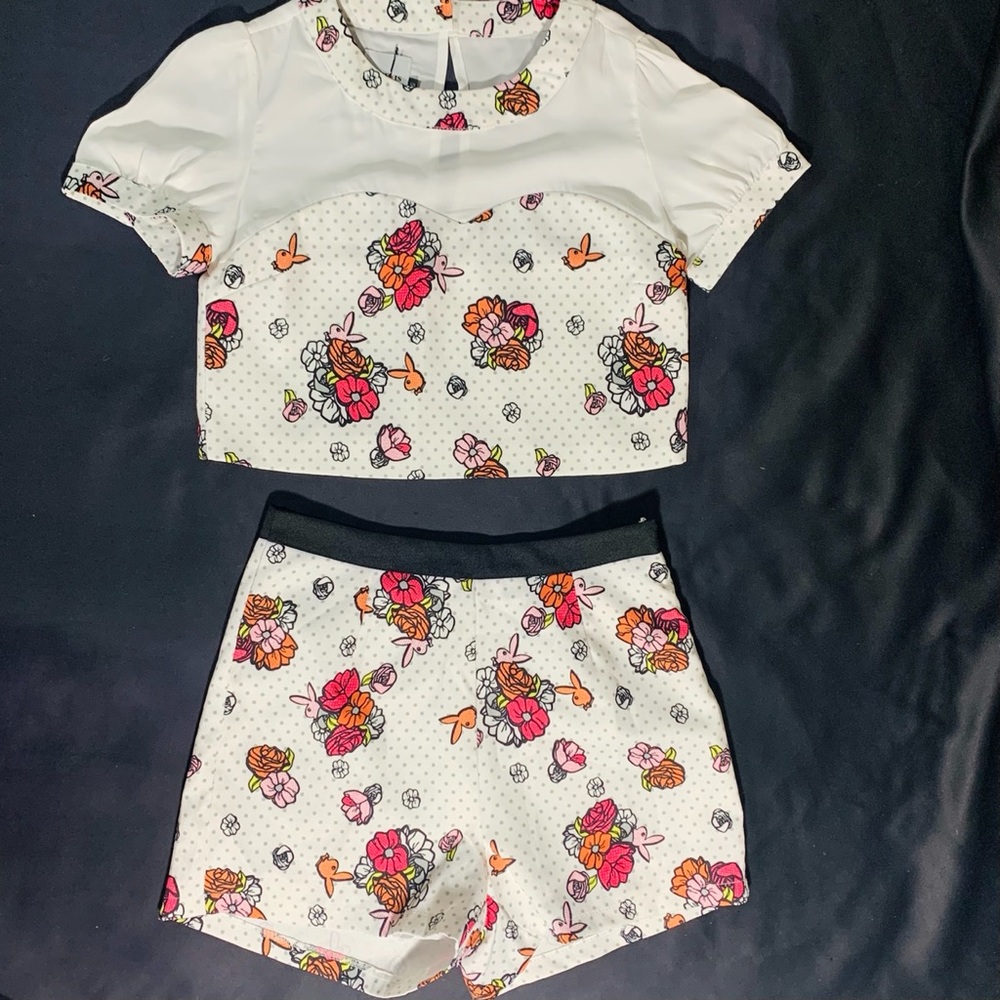 Floral Playboy Bunny Shirt and Short Set